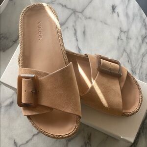 Vince Tan Suede Slide Sandals. Never worn. Brand new